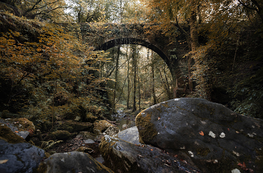 Caaveiro bridge in the Fragas do Eume natural park, Galicia.
