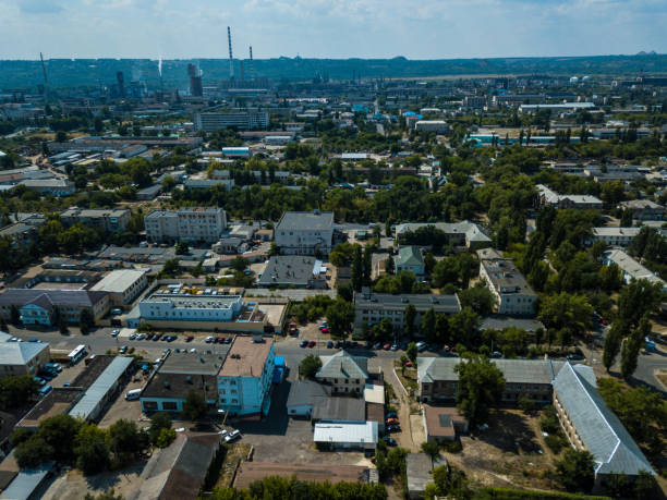 istock View on the small city in Ukraine from a height 1885221842