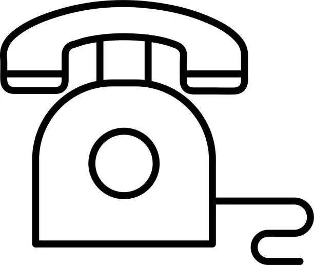 Vector illustration of Old Telephone Outline vector illustration icon