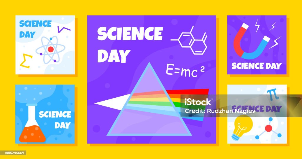 Science Day Table Graphics Science Day Posters Vector Set Stock Illustration - Download Image Now ...