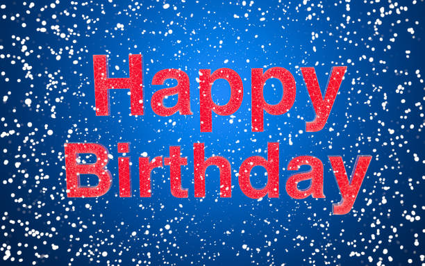 Happy Birthday Text on Snowy Background