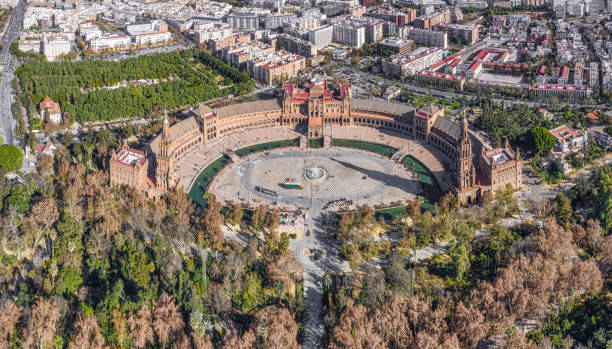 plaza de espana - plaza de espana seville victorian architecture architectural styles 뉴스 사진 이미지