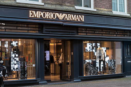 Amsterdam, Netherlands, December 17, 2023; Luxury boutique Emporio Armani in the P.C.Hooftstraat, the most luxurious shopping street in the Netherlands.
