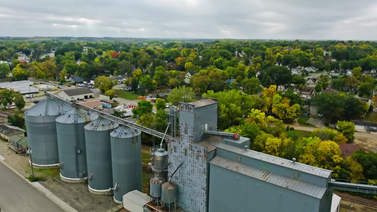 Drone Flight over Silos in Small Minnesota City