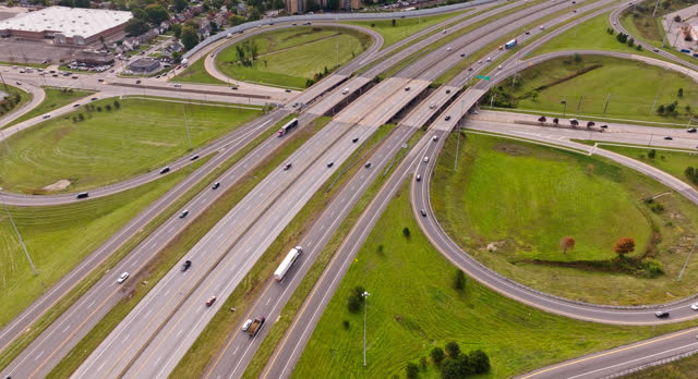 Locked Drone Shot of Interstate 271 in Cuyahoga County, Ohio