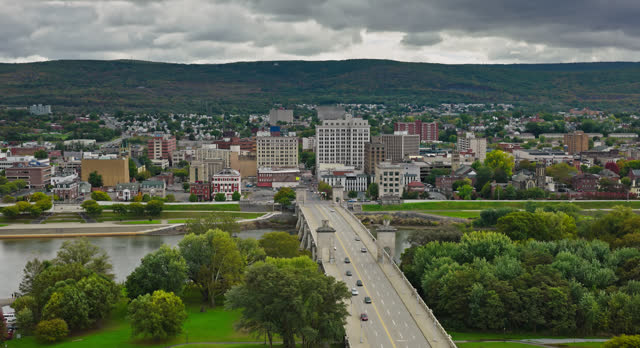 Static Aerial Shot of Wilkes-Barre, Pennsylvania on Overcast Day