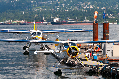 Seaplane landing at Tofino Harbour, British Columbia, Canada