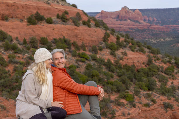 Mature couple enjoy desert landscape