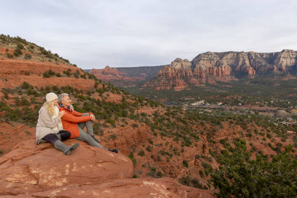 istock Mature couple enjoy desert landscape 1885409300