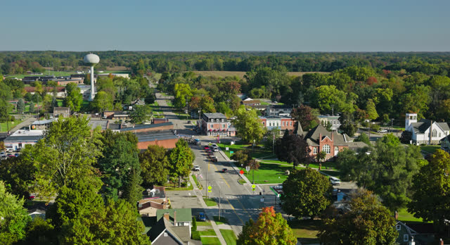 Static Aerial of Stockbridge, Michigan on a Clear Day