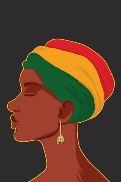 ilustraciones, imágenes clip art, dibujos animados e iconos de stock de retrato de una mujer afroamericana - black background women portrait afro