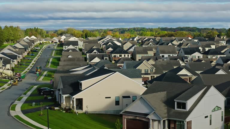 Leftward Drone Shot of Suburban Homes in Emmaus, Pennsylvania