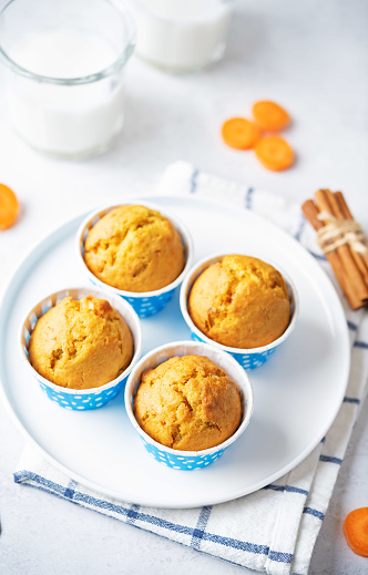 Carrot muffins with drink. toning