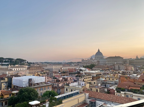 Sunset view of the city of Rome and the Vatican
