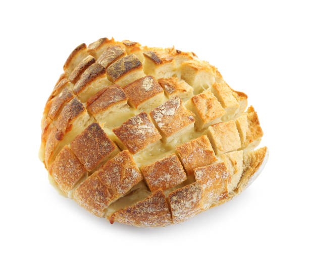 istock Delicious bread with tofu cheese isolated on white 1885491940