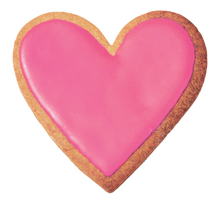 Valentines pink heart cookie isolated on white background