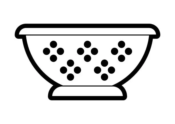 Vector illustration of Illustration of cooking colander. Stylized kitchen utensil item.