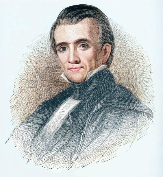 ilustrações, clipart, desenhos animados e ícones de james knox polk presidente dos eua retrato colorido - james k polk