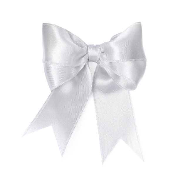 istock White satin ribbon bow isolated on white 1885656240
