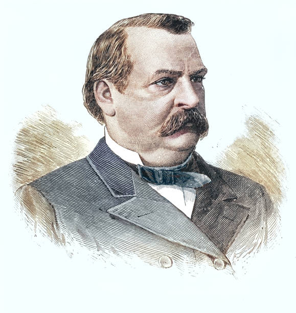 Grover Cleveland US President Color Portrait Stephen Grover Cleveland 1837 – 1908 American politician the 22nd and 24th president of the United States 1885 to 1889 and 1893 to 1897. In the years before his presidency, he served as a mayor and governor in New York state. grover cleveland stock illustrations