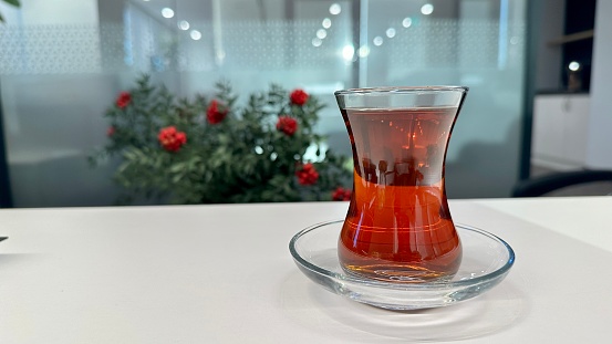 Black tea with glass