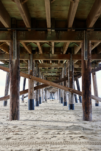 Under the boardwalk of the pier