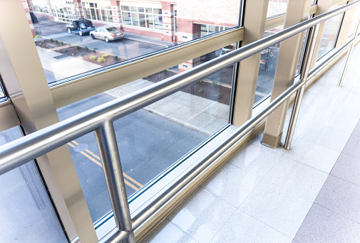 Metal railings and glass wall outdoor
