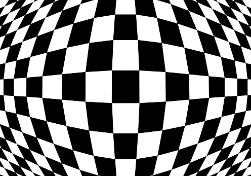 black and white checkered pattern background with distortion