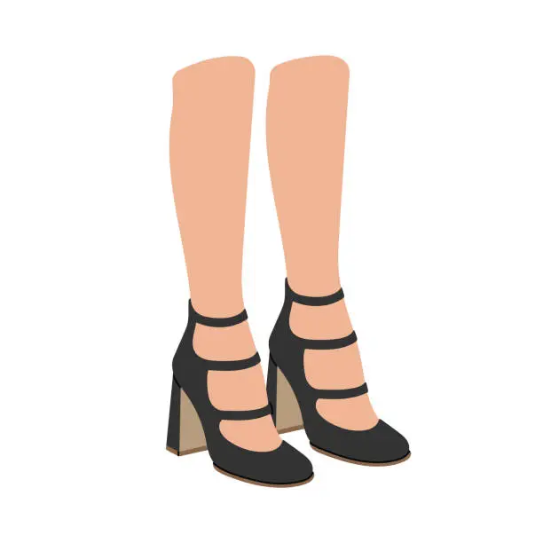 Vector illustration of Pair of legs in the shoes, high heels.