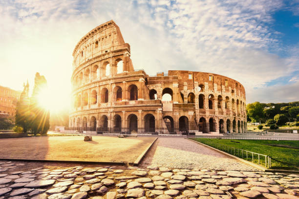 istock Colosseum in Rome and morning sun, Italy 1885809151