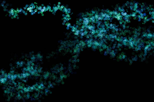 Bokeh lights effect on Green, Blue color, Black Background, Abstract Blur, Glitter, Defocused, Seamless polka dot pattern , Creative, Illustration design