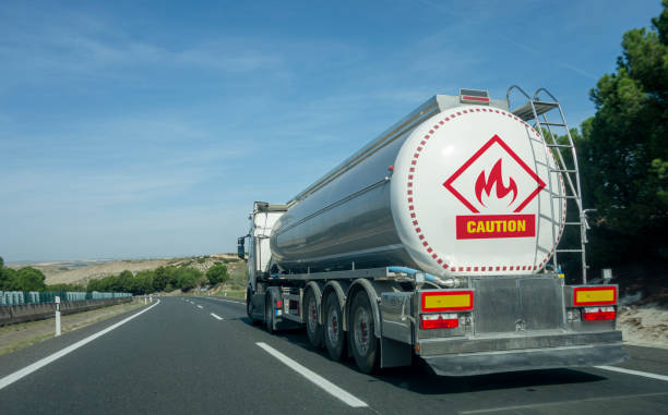 istock Transport of flammable material by road. 1885858517