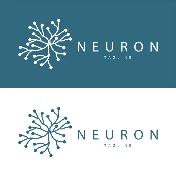 Vector illustration of Neuron logo simple design network cel technology particles template Illustration