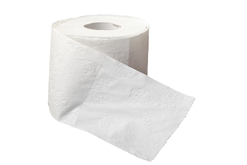 Hygiene Concept. Toilet paper roll on a white background