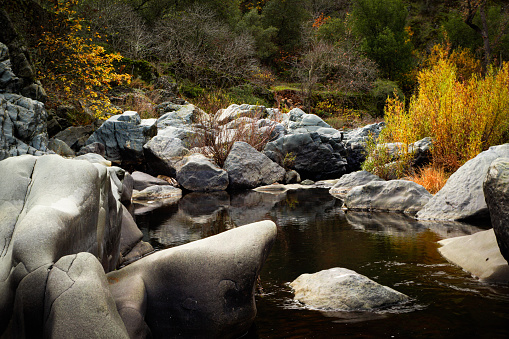 Fall with River with Rocks in Nevada City, California, United States