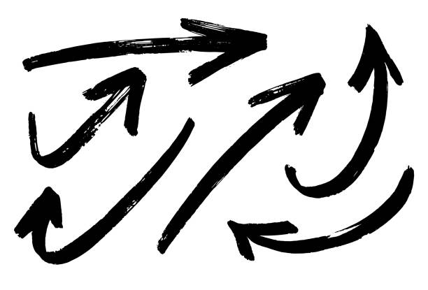 Ink brush black and white arrows