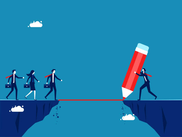 istock Achieve business goals. Businessman drawing a bridge line 1886295532