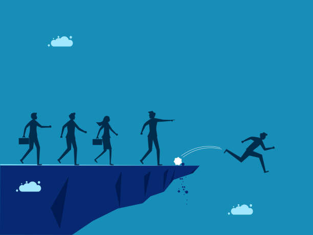 istock Mistakes in decision making. manager ordered the employee to jump off the cliff 1886298103