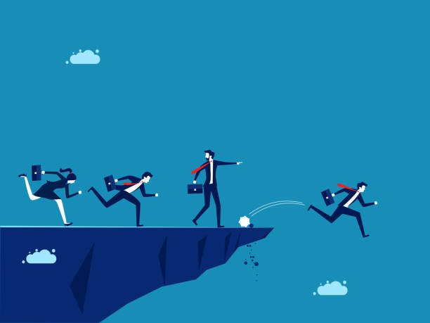 istock Incompetent leaders. manager ordered the employee to jump off the cliff 1886298623