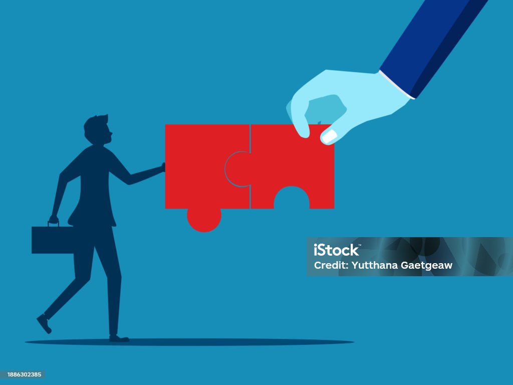 Support Problem Solving Businessmen Help Put Together A Puzzle With Big ...