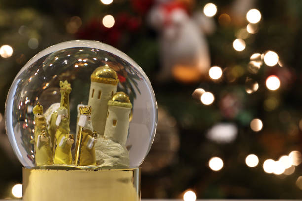 Glass Snow Globe with Three Kings of Epiphany Celebration