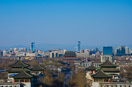 Cityscapes of Beijing old town and Beihai Lake in Beijing city, China.