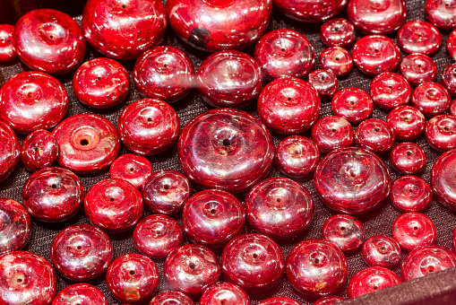 Semi-precious stone jewelry bracelet, red beads