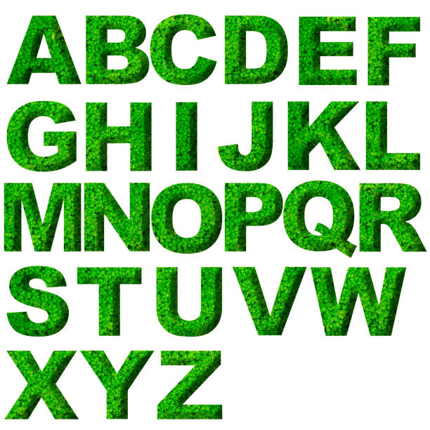 istock Isolated shot of three-dimensional green leaf alphabet on white background 1886473639