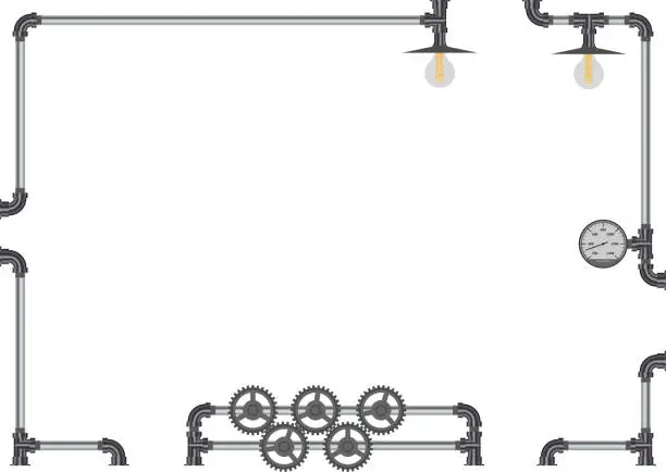 Vector illustration of Steampunk plumbing frame Steel material with gradation