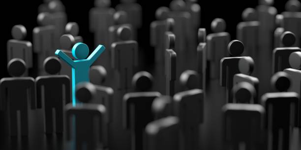 Leader concept. Standing Out from the Crowd. Unique person Leader concept. Standing Out from the Crowd. Unique person. Chosen person among others.3d rendering individuality stock pictures, royalty-free photos & images