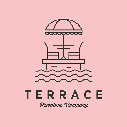 terrace cafe line  vector symbol minimalist illustration design