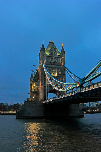 Famous London Tower Bridge, UK, closeup of photo