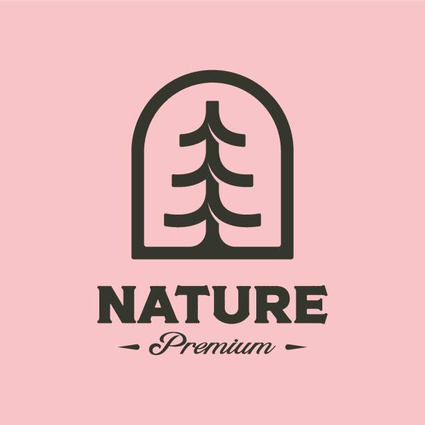 pine tree emblem  vector symbol minimalist illustration design, simple tree  design