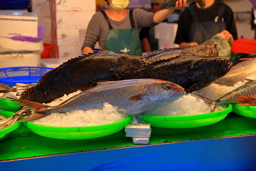 Yongan fish market situated at Yongan Fishing Harbor in Taoyuan Taiwan.